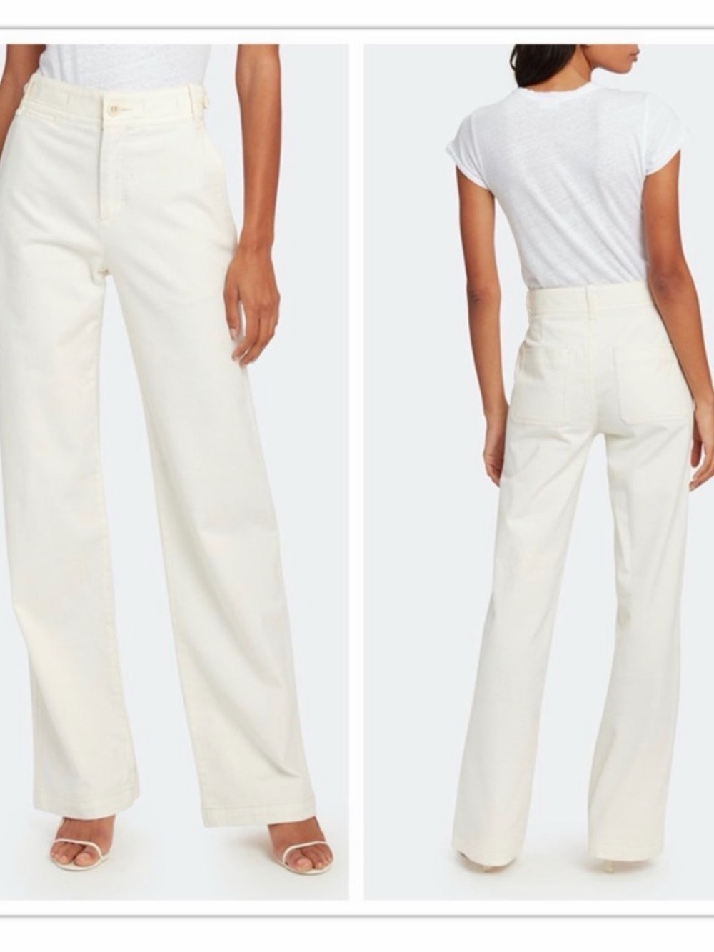 Vince Carpenter Utility Pants White Cotton Wool Double Waisted Size 0
